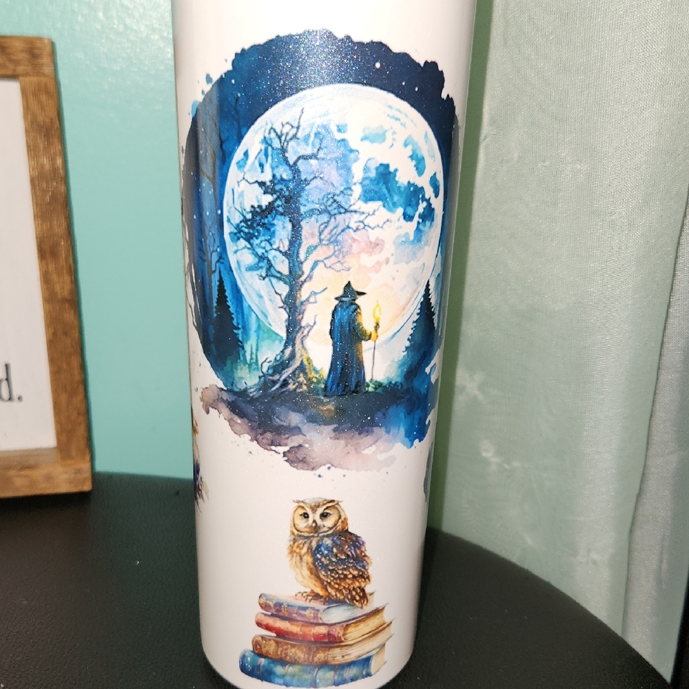 Mystical Wizard and Owl Tumbler